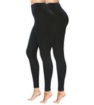 High Waisted Ankle Length Workout Not See Through Leggings Capri Shorts Soft Stretchy Packs(L-XL, 2 Pack Black)