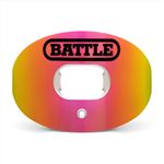 Battle Sports Iridescent Oxygen Football Mouthguard - Football Mouth Guard with Strap, Superior Airflow, Better Performance, Maximum Protection and Breathability, Works with Braces - Chrome Yellow/Red