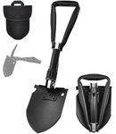 iunio Military Folding Shovel, Foldable Entrenching Tool, Collapsible E-Tool, Portable Camping Multi-Tool, with Tri-Fold Handle for Backpacking, Gardening, Hiking, Survival, Car Emergency (18 inches)