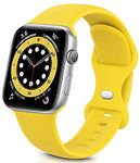 Sichy Sport Straps Compatible with Apple Watch Straps 38mm 40mm 41mm, Soft Silicone Strap Replacement Watchbands for iWatch Series 8 7 6 5 4 3 2 1 SE，Mango Yellow,Large