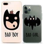 Cavka Matching Couple Cases Compatible with Apple iPhone 12/12 Pro 2020 5G Batman Clear Bad Boy Girls Black Super Hero Anniversary Silicone Pair Cover Cute Love