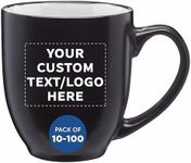 Custom Bistro Coffee Mugs 16 oz. Set of 100, Personalized Bulk Pack - Great for Tea, Cocoa, Diner, Travel mugs - White