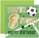 Football Birthday Card for Boy Girl - 8th Birthday Card for Him Her - Age 8 - Footie Mad Birthday Card for Child - Son, Nephew, Grandson, Daughter, Niece - Eighth Birthday Card | Blank Inside