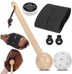 Baseball Glove Break-in Kit for Men & Adults: Structure Glove Mallet, Glove Conditioner,Wooden Shaping Hammer, Softball Glove Wrap Band, Plastic Practice Ball & Glove Locks