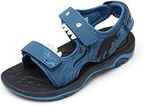 DREAM PAIRS Boys Girls Sandals Summer Outdoor Athletic Kids Sport Water Shoes for Toddler/Little Kid,Size 2 Little Kid,Navy/Blue/Dinosaur,SDAS226K