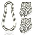 Passion Heavy Duty Safety Lock Cable Attachment,Stainless Steel Spring Snap Hook Carabiner/Hook Swing Connector Multipurpose,SnapHook for Weight-Lifting Mountain Climbing Gym Silver (Pack of 4)