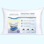 Mediflow Fibre Water Pillow - Adjustable Pillow for Neck Pain Relief, Pillow for Side, Back, and Stomach Sleepers, The Original Inventor of The Water Pillow, Clinically Proven Bed Pillow (1 Pillow) White