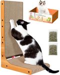 Petslucent Cat Scratcher, 26.8 Inch L Shape Cat Scratching board with Box, Cat Scratching Cardboard with Ball Toy for Indoor Cats, Large Size