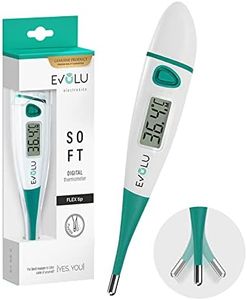Evolu Thermomètre numérique - Mesure en bouche, rectale ou aisselle avec pointe de mesure flexible en 10 secondes - Bébés, enfants, adultes - Haute précision à 0,1 °C - Boîte de rangement