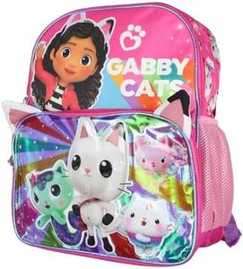 Mochila escolar Gabby Cats Friends Pandy MerCat Cakey de Gabby de 35.6 cm para niños, Gabby Cats, Talla única