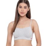 Enamor A022 Cotton Stretch Cami With Detachable Straps Bra for Women- Non Padded Non Wired High Coverage-(A022_Greymelange_XL)
