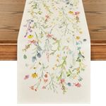 Artoid Mode Wildflowers Bloom Flowers Spring Table Runner, Seasonal Summer Floral Kitchen Dining Table Decoration for Home Party Decor 13x90 Inch