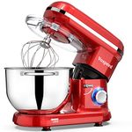 Stand Mixer, Vospeed Food Mixer Dough Blender, 6.2L 1500W Electric Cake Mixer with Bowl, Beater, Hook, Whisk, Egg Separator & Silicone Spatula, Dishwasher Safe (Red)