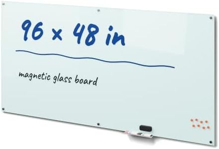 Magnetic Glass Whiteboard, 96 x 48 in, White