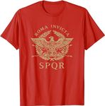 AspeAr Roma SPQR Roman Eagle Distressed T-Shirt (Red,XS)