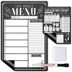 Hadley Designs Vintage Magnetic Weekly Meal Planner Dry Erase Board for Refrigerator - Weekly Dinner Menu Board for Kitchen Conversion Chart Magnet, Grocery List