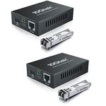 ipolex Gigabit Multi-Mode LC Fiber to Ethernet Media Converter with 2*SFP Modules, 1.25G Fiber Optic to Ethernet Converter, 1000Base-SX to 10/100/1000Base-TX, 850nm, MMF, up to 550-m/1804 ft, 2 Pack