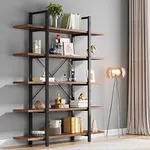 Tribesigns 5-Tier Bookshelf, Vintage Industrial Style Bookcase 72 H x 12 W x 47L Inches (Retro Brown)