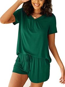 Avidlove Short Pajamas for Women Sleepwear Nightwear Loungewear Pj Shorts Set (Dark Green,L)