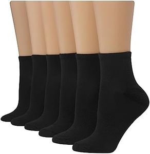 Hanes womens 6-pair Comfort Fit Ankle athletic socks, Black, 5-9 US