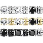 NEWITIN 9 Pairs Magnetic Earrings for Men Clip on Earring Stainless Steel Magnet Earring Unisex Hoop Dangle Cross CZ Studs Non Piercing Magnetic Stud Earrings for Men Women, One Size, Metal, Cubic