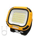 Trongle 40W LED Rechargeable Work Light, 4200LM COB Floodlight Super Bright with Magnetic Holder, USB Battery Security Light Portable Light Outdoor Waterproof for Garage Fishing Hiking BBQ - Yellow