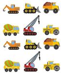 PRE-CUT CONSTRUCTION VEHICLES EDIBLE RICE/WAFER PAPER CUP CAKE TOPPERS PARTY BIRTHDAY DECORATION