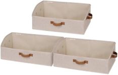 StorageWorks Closet Organizer Bins, Trapezoid Storage Box, Fabric Storage Baskets for Shelves, Jumbo, Brown and Beige, 3-Pack