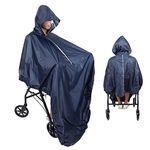 Wheelchair Waterproof Poncho with Hood - Wheelchair Rain Cover - Rain Protection Cape - Water & Tear Resistant Polyester Cover