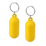 2pcs Boat Floating Keychains, 2.56x0.98in Yellow Buoy Float Key Pendant, Oval Shape Plastic Floating Key Ring, Water Sport Accessory for Boating Surfing Rowing Fishing Outdoor Sports