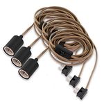 YaoKuem Pendant Lighting, Plug in Hanging Light Kits with ON/Off Switch, 15 Feets Cord Kits, Bulb NOT Included, Bronze, 3-Pack
