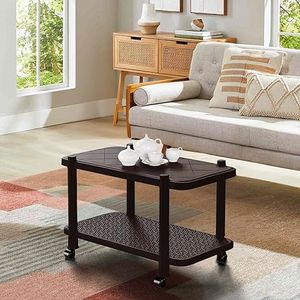 wow craft Plastic Trolley Coffee Table with Wheels | Anti-Skid Tea POY & Coffee Table for Home, Living Room, Balcony, Outdoor, Home, Office- Dark Brown, DIY (Do-It-Yourself)