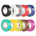 TSKDKIT 10 Rolls 10m Electrical Tapes Mixed Colour Electrical Insulation Tapes 15mm PVC Waterproof Adhesive Tapes for General Power Circuit Wiring