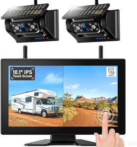 ZEROXCLUB Magnetic Solar Wireless Backup Camera HD 1080P DVR 10.1" Touchscreen Monitor, Dual RV Backup Cameras Wireless System for RV Trailer Truck Camper, Built-in 9600mAh Solar Battery, BCX1002