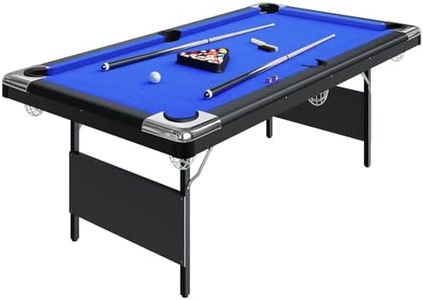 Garvee 7 Billiards Table, Adults Folding Billiards Tables, Portable Pool Table, Pool Tables Set for Family Game Room, Adult Rrec Room, Basements, Man Cave or Garage, Blue