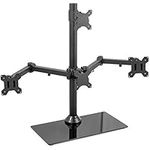 VIVO Black Steel Quad Freestanding LED LCD Computer Monitor, Heavy Duty 3 Plus 1 Fully Adjustable Stand with Base, Holds 4 Screens up to 24 inches, STAND-V004TG