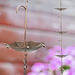 Ajure Rain Chains, 8-1/2Feet Decorative Rain Chains for Gutters, 8 Cups Garden Rain Catcher Chain, Morden Rain Chains for Downspouts,Rain Gutter Copper Chain，Gutter Downspout Rain Chain (Umbrella)