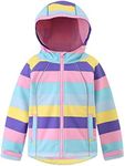 M2C Girls Hooded Fleece Jacket Striped Windproof Softshell Windbreaker 3 Yrs Aruba Blue