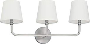 Capital Lighting 119331BN-674 Dawson - Three Light Bath Vanity Light Fixture, Brushed Nickel Finish with White Fabric Stay Straight Shade