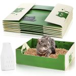 SOUJOY 8 Pcs Disposable Litter Boxes for Cats, Travel Litter Box with Scoop, Double Layer Waterproof Litter Tray for Cats Small Pets, 14.8 x 11.6 x 4.7inch