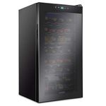 Ivation 28 Bottle Compressor Wine Cooler Refrigerator | Large Freestanding Wine Cellar For Red, White, Champagne or Sparkling Wine | 41f - 64f Touch Digital Temperature Control Fridge Glass Door Black