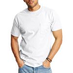 Hanes Mens Short Sleeve Beefy-t with Pocket Short Sleeve T-Shirt - White -