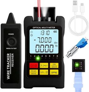 Portable 5-in-1 Fiber Optic Cable Tester with Optical Power Meter, Cable Finder,Visual Fault Locator & RJ45 Network Test, SC/FC/ST Universal Interface with LC Adapter