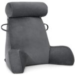 Reading Pillow, Cuddle Cushion with Detachable Neck Roll & Higher Support Arm, Backrest Support Pillow Lumbar Cushion Sofa Back Chair Bed Rest for Reading Relaxing Watching TV (78x57x49.3cm Gray)