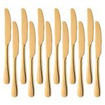 SUNSENGEUR Stainless Steel Dessert Knives, Oxford European 12 Pack Dessert Knives Set Use for Kitchen, Restaurant -Gold