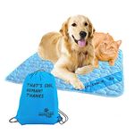 Inspector Tail Self Cooling Mat for Dog + Free String Bag / Washable & Portable Pet Soft Pad for Indoor or Outdoor / Perfect as Blanket for Kennel Sofa Bed Floor Car