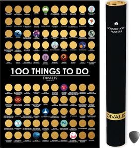 Poster da Grattare 100 Cose da Fare con accessori - 100 Cose da Fare Nella Vita - Poster con la Lista dei Desideri - Secchio Manifesto Lista Scratch - Things to Do Scratch off Poster