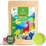 WT WEETEE Organic Matcha Green Tea Bags, USDA Organic Matcha + Sencha Green Tea Blend 100 Pyramid Sachets, Easy & Quick to Brew for Cold or Hot