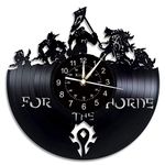 Smotly Vinyl wall clock, large clock with World of Warcraft theme wall decoration, home decoration gift of retro demon Illidan figure. (Gift hook),A