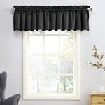 Sun Zero Barrow Energy Efficient Rod Pocket Curtain Valance,Black,54" x 18" Valance